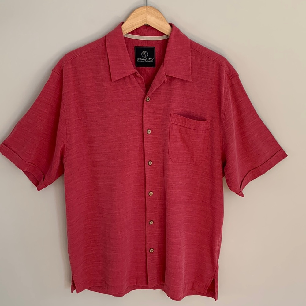 Jamaica Jaxx Men’s 100% Silk Short Sleeve Casual Button Up Shirt